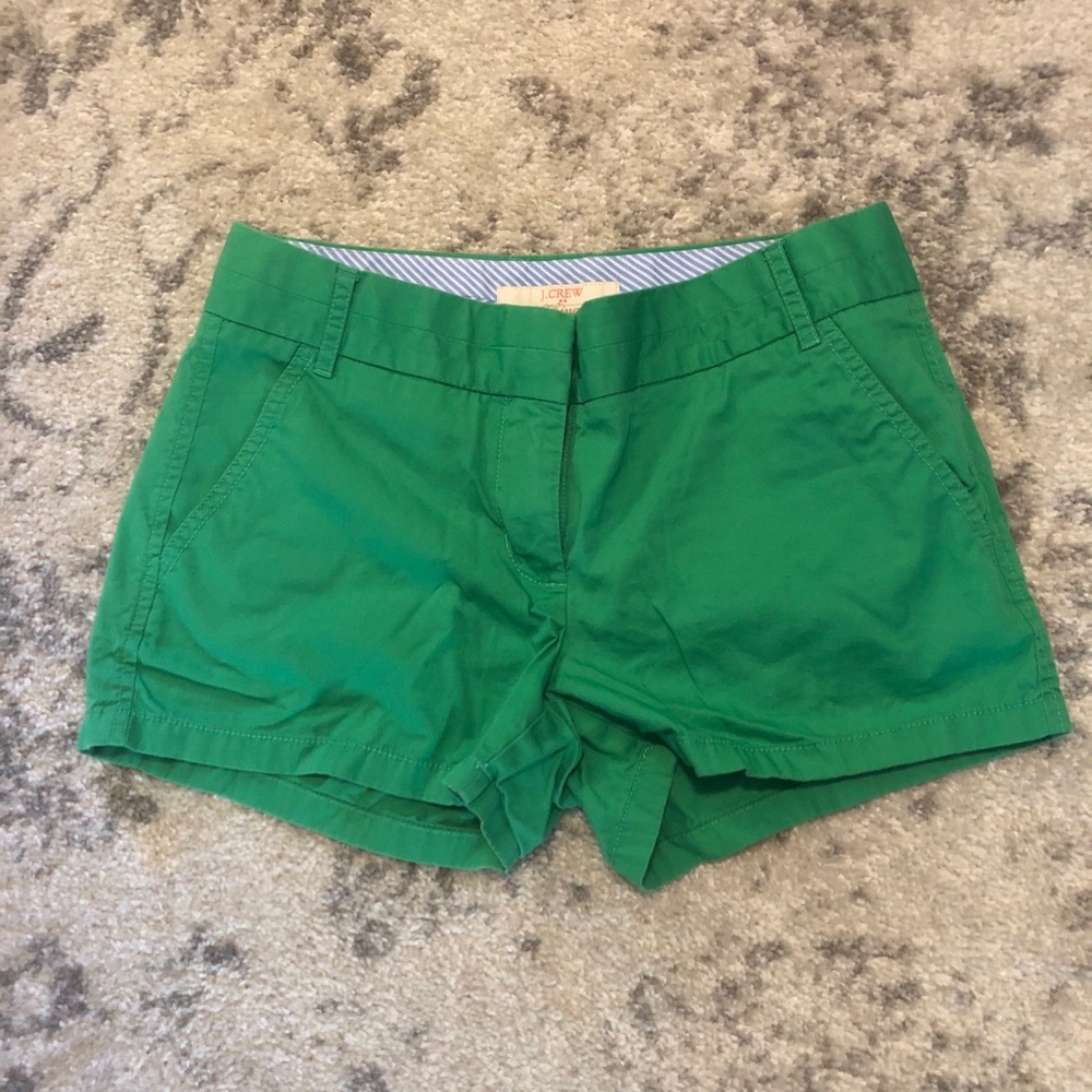 J crew “broken-in” green chino shorts
